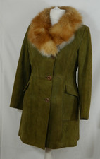 Damen MADE IN ENGLAND 100% LEDER + 100% FUCHSPELZ Luxus Mantel Größe DE 40/42