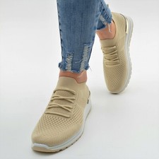 Damen Schuhe Sneaker Beige Sommer Low Turn Sportschuhe Ballerina Freizeitschuhe