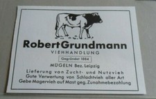 Alte Reklame Werbung Landwirtschaft Viehandlung Grundmann Mügeln b. Leipzig