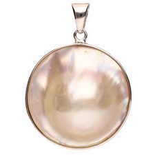Anhänger mit Mabe-Perle rund mit Wölbung 925 Silber rhodiniert Damen