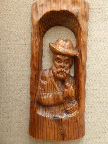Holzbild mann mit pfeife - "mann, pfeife"