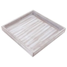 Deko Tablett Holz Weiß-Grau