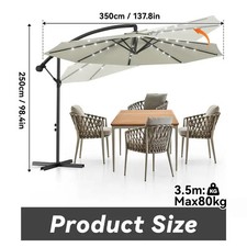 Moderner Sonnenschirm aus Aluminiumlegierung – mit LED-Lichterkette