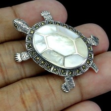 925 Sterlingsilber Anhänger Mutter Perle Markasit Natürliche Schildkröte Schmuck