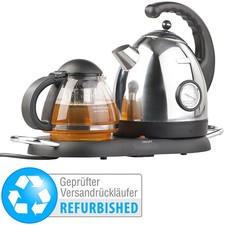 Edelstahl-Wasserkocher mit Teekanne und Stövchen (Versandrückläufer)