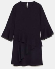 Zara Woman Minikleid, Gr. L, Volants, dunkel blau, NEU mit Etikett