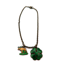 Altes Bettelarmband aus Silber (geprüft) Vintage Kleeblatt Hirsch Emailliert *F