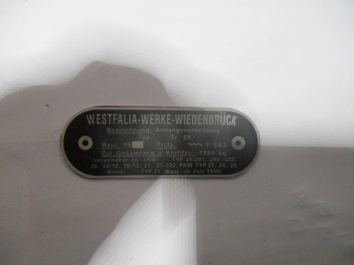 Typenschild schild westfalia - typenschild,