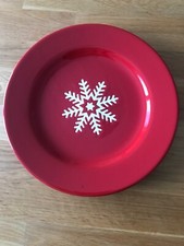 Wächtersbacher Keramik Essteller Teller Weihnachten Schneeflocke rot weiß 2.Wahl