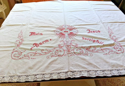 Alte altardecke rot bestickt - alte,
