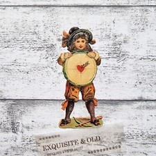 um 1900 Junge Armbrust Zielscheibe Herz Liebe Victorian Oblate Prägedruck Papier