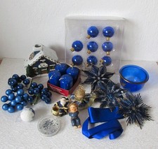 Advents- Weihnachtsdeko Konvolut BLAU Kugeln Kerzen Figuren Streudeko Windlicht