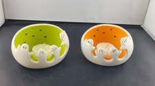 Party Lite P9778 Spooky Ghost Orange & Grün Teelichthalter Halloween