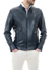 Herren Echtleder Jacke Blau