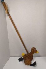 Vintage Wooden Duck Push Stick