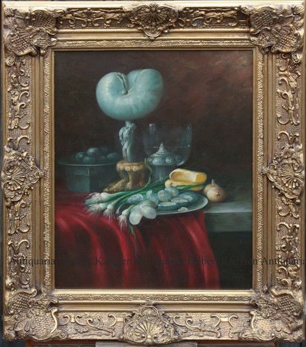 ölbild stillleben mit rotem - mit,