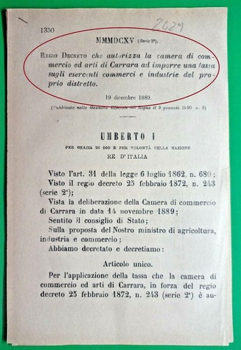 Carrara regio erlass zulassung - carrara-regio,