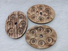 3 Teelichthalter für je 6 Teelichter, geflammt, Tischlerplatte furniert rustikal