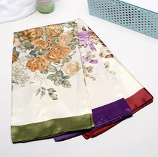 Seidentuch Seidenschal Damenschal Halstuch Blumen Damen Seide Tuch Groß 90x90