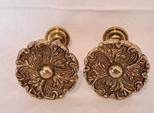 Rosettenhaken Zierhaken Haken Wandhaken Raffhaken Raffhalter in Messing 2 Stück