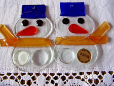 Orig. Muranoglas Christbaumschmuck Deko Glas  2  Schneemänner aufhängbar 8,3cm