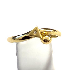 Goldring Dreieck mit Diamant 0,005 ct  585 er Gold Ring Gr.56 Diamantring