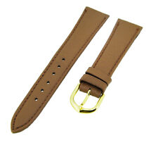 Uhrenarmband Lederband Hellbraun 20mm Ton in Ton Dornschließe Gold Ersatzband