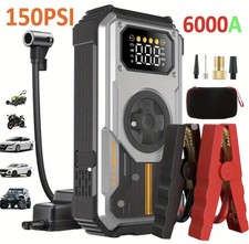 6000A Auto Starthilfe Jump Starter Ladegerät Powerbank mit 150PSI Luftkompressor