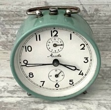 schöner alter Wecker Mauthe Metall Uhrwerk zum Aufziehen Klingel Vintage