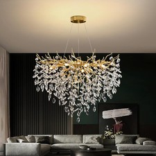 Rund Kristall Hängeleuchte,Silber Luxus Kristall Hängeleuchte Für Terrasse