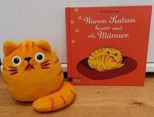 Dicke Plüschkatze "Orange" inkl. Comic "Warum Katzen besser sind als Männer"