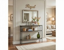 Schwarze Metall - Holz Konsole