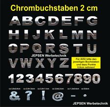 2 Zeichen 3D Chrom Buchstaben 2 cm Chrombuchstaben Aufkleber z.B  V6 oder V8