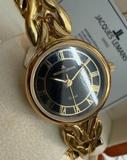 Damenuhr 25 mm Swiss made Jacques Lemans 10 Micron Goldauflage hochwertig JL-646