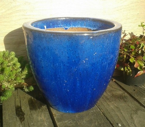Blumentopf blau glasiert 24 - ø,