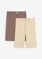 Neu Bermudalange Radlerhose Gr. 40/42 Hellsand/Mittelbraun Baumwoll-Shorts