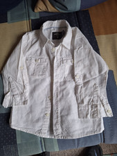 Schickes weißes Hemd Gr 86 für Jungen (Leinen / Baumwolle) - Jungenhemd Gr 86