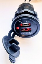 12V  2,1A Auto Dual USB Ladegerät Buchse Einbau KFZ Zigarettenanzünder Steckdose