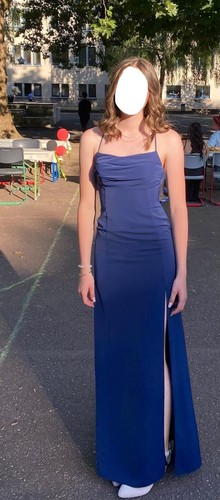 Blaues langes abendkleid - langes, mit