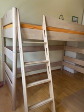 Spielbett PAIDI 155cm, Schräge Griffleiter Massivholz, Neupreis über 1200€