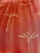 Gardine Schal Vorhang Stoff Meterware rot orange 1,5m breit Muster lichtfilternd