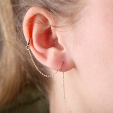 Russisches Rotgold 585/14kt ein Ohrring Ohrstecker Ohrklemme Ohrkette 0.85g NEU