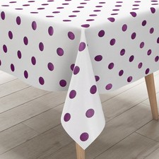 Wachstuch Tischdecke 01039-06 lila Punkte auf weiß retro eckig rund oval