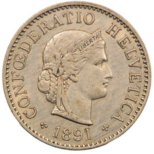 1891 SCHWEIZ SCHWEIZER FÜNF 5