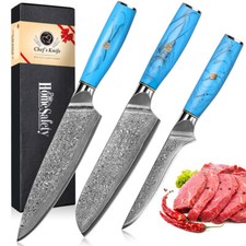 3Stk.Damast Kochmesser Set