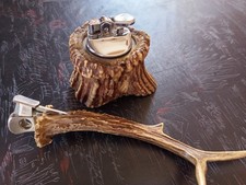 Zigarrenschneider Und Tischfeuerzeug aus Horn Vintage Jagd