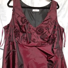 Sheego Kleid Damen Abendkleid Hochzeit  lang Gr. 48 weinrot Taft gefüttert  TOP