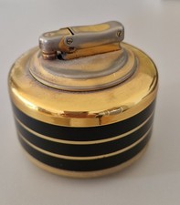 Ibelo Monogas altes Tisch Gasfeuerzeug aus den 60iger Jahren - rund schwarz/gold