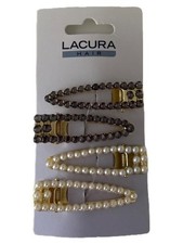 LACURA Haarspangen 4er Set Damen Elegant Mehrfarbig Perlen Strass Haarschmuck