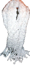 super Grob Strick Schal dick 140 x 37 Fransen kuschelweich schnee weiß  uni NEU